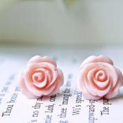 Pale Pink Rose Titanium Earrings. Titanium Posts. Hypoallergenic. Bridesmaid Earrings. Wedding Jewelry